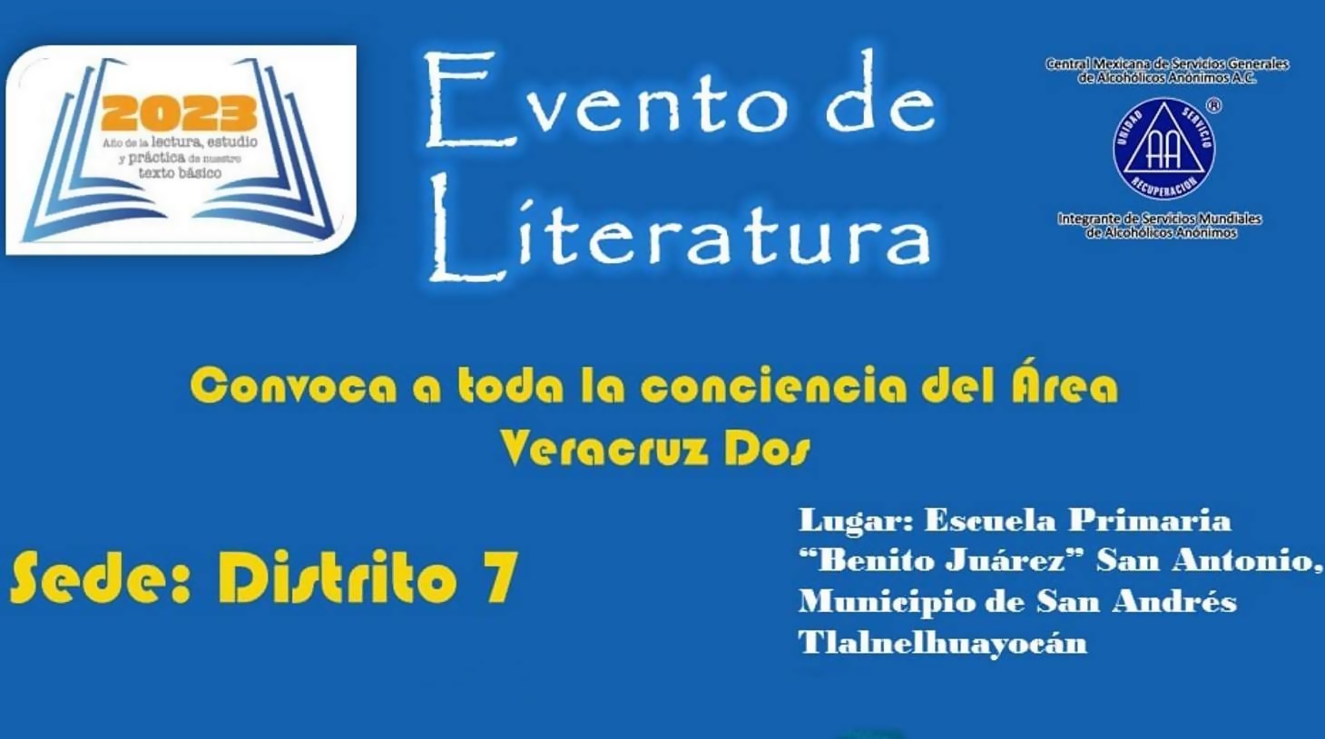 Evento de Literatura, Area Veracruz Dos; Sede Distrito 7